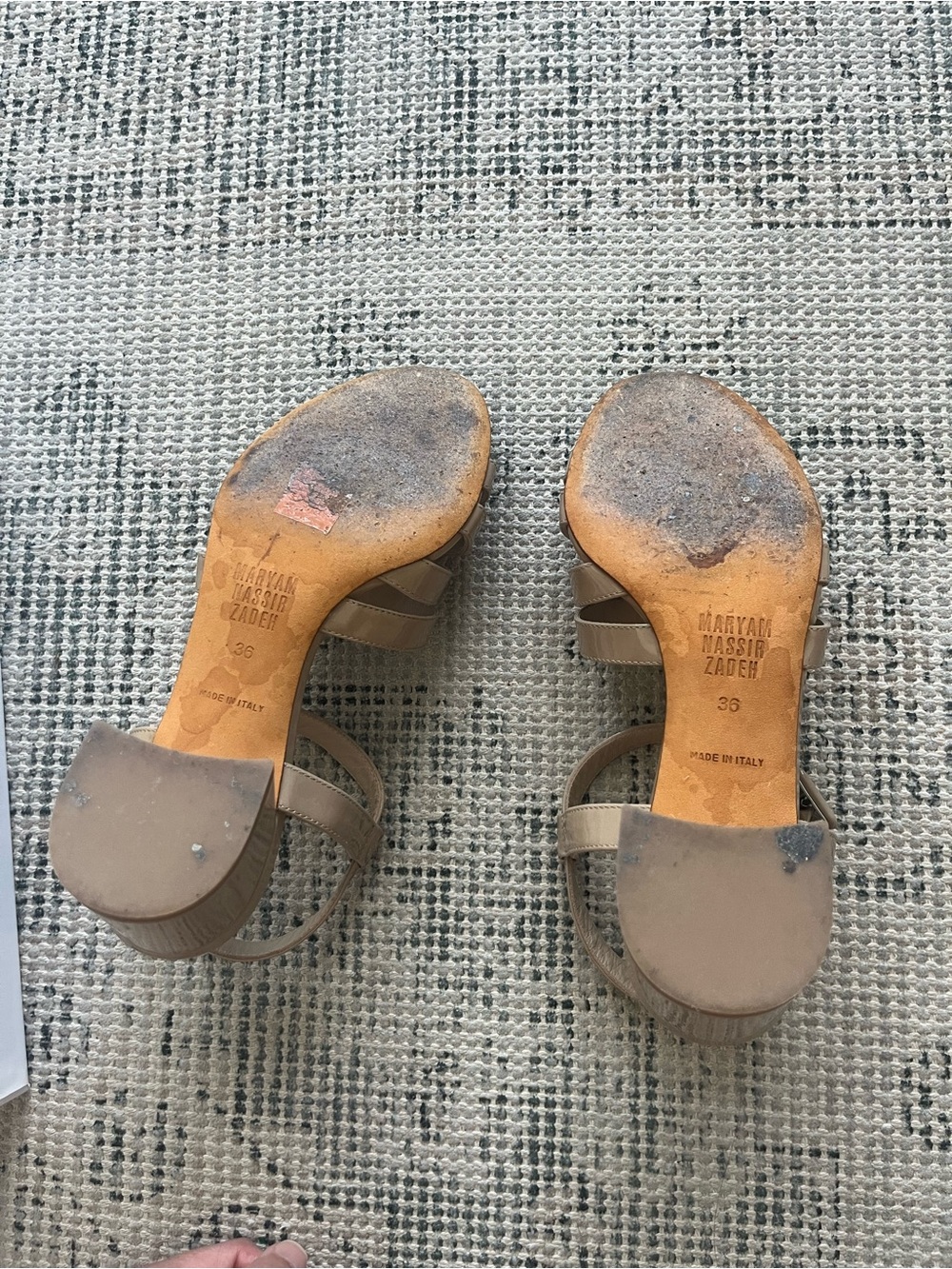 Maryam Nassir Zadeh Patent Strappy Sandals in Nude/Tan sz 36 - Picture 7 of 8